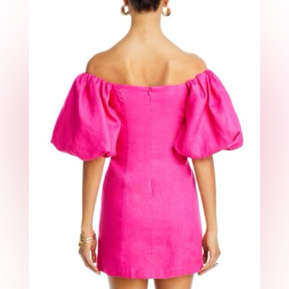 RHODE Dali Linen Puff Sleeve Dress Size 4 - Picture 6 of 13